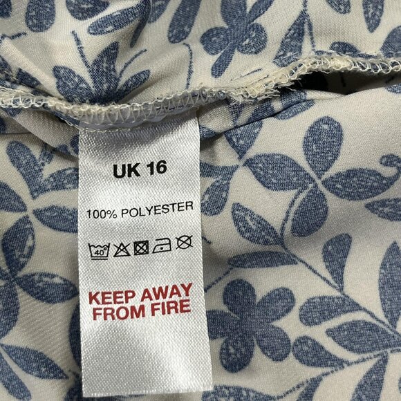Marina Kaneva Shirt Dress Womens UK 16 White Blue Floral Button Long Sleeve - Picture 3 of 7